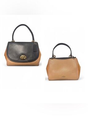COACH Faye Bag Suede leather Color Sunrise light gold black crossbody top handle